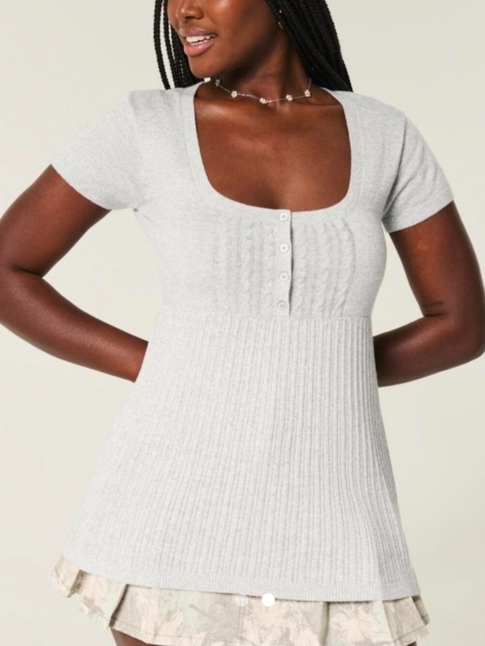 Hollister Short-Sleeve Henley Babydoll Top